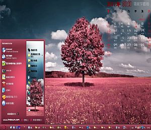 2011年7月日历壁纸XP桌面主题(粉)