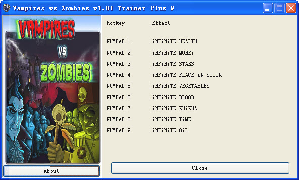 吸血鬼大战僵尸九项修改器